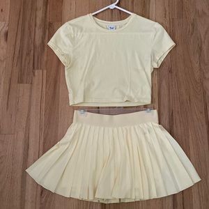 Aritzia TNA Pale Yellow Skirt Set